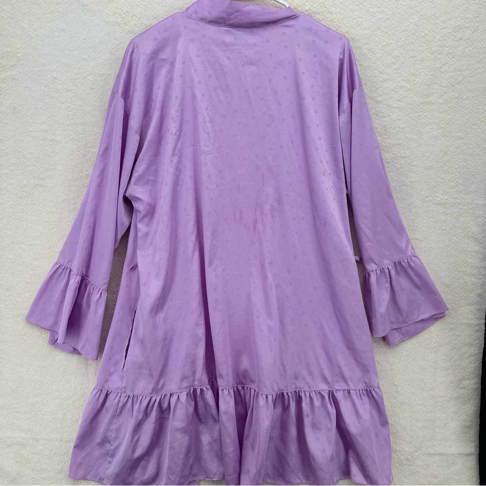Fairy Ruffled Y2K International Concepts Intimates Lavender Satin Robe - Picture 2 of 7